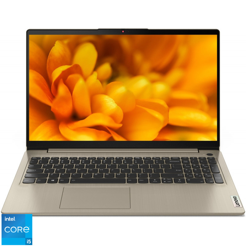 Laptop Lenovo IdeaPad 3 15ITL6 cu procesor Intel® Core™ i5-1135G7 pana la 4.20 GHz, 15.6", Full HD, 12GB, 1TB SSD, Intel Iris Xe Graphics, No OS, Sand